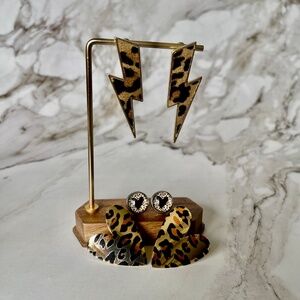 🖤 Wild at Heart – 3-Pair Leopard Print Earring Set (Stainless Steel Posts)